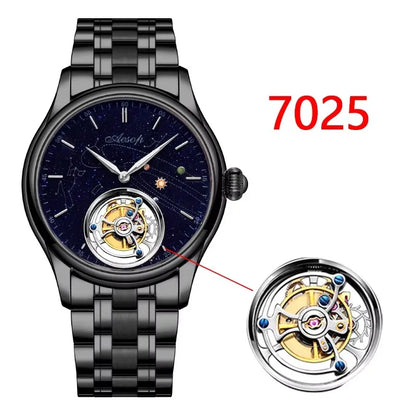 AESOP Mens Luxury Real Flying Tourbillon Mechanical Sapphire Waterproof Watch Skeleton Watches for Men Wristwatches Male 2025 A