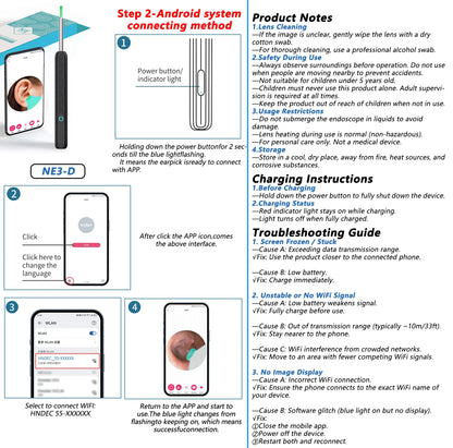 Visual Ear Wax Cleaner with Camera Safe Earwax Removal Endoscope with 5M Camera Luminous Otoscope Ear Cleaning Tools Ear Care