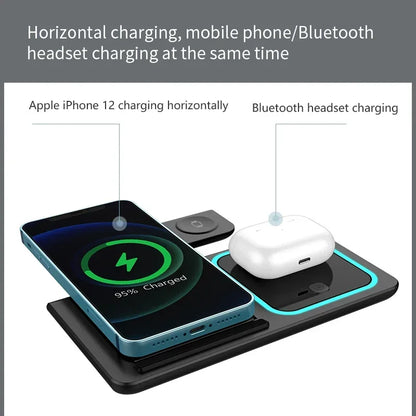 Foldable Phone Wireless Charger Station For iPhone 16 15 14 13 12 Pro Max Apple Watch 10/9/8/7/6 AirPods 3/2 Fast Charging Dock