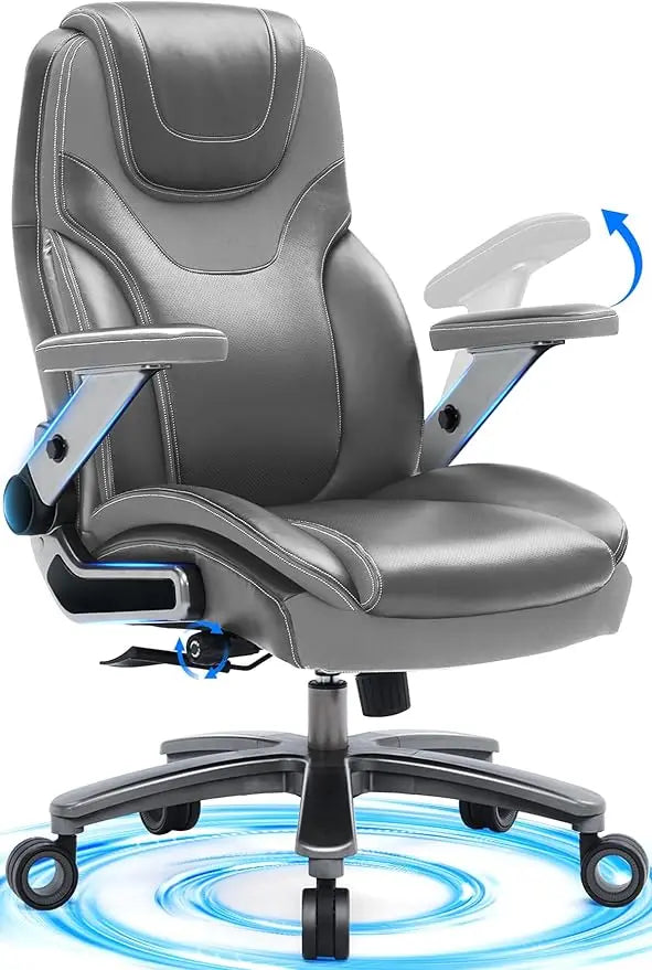 Big and Tall Office Chair with 5D Adjustable Arms, 600lbs Ergonomic Executive Office Chair with Adjustable Lumbar Support, Fabri
