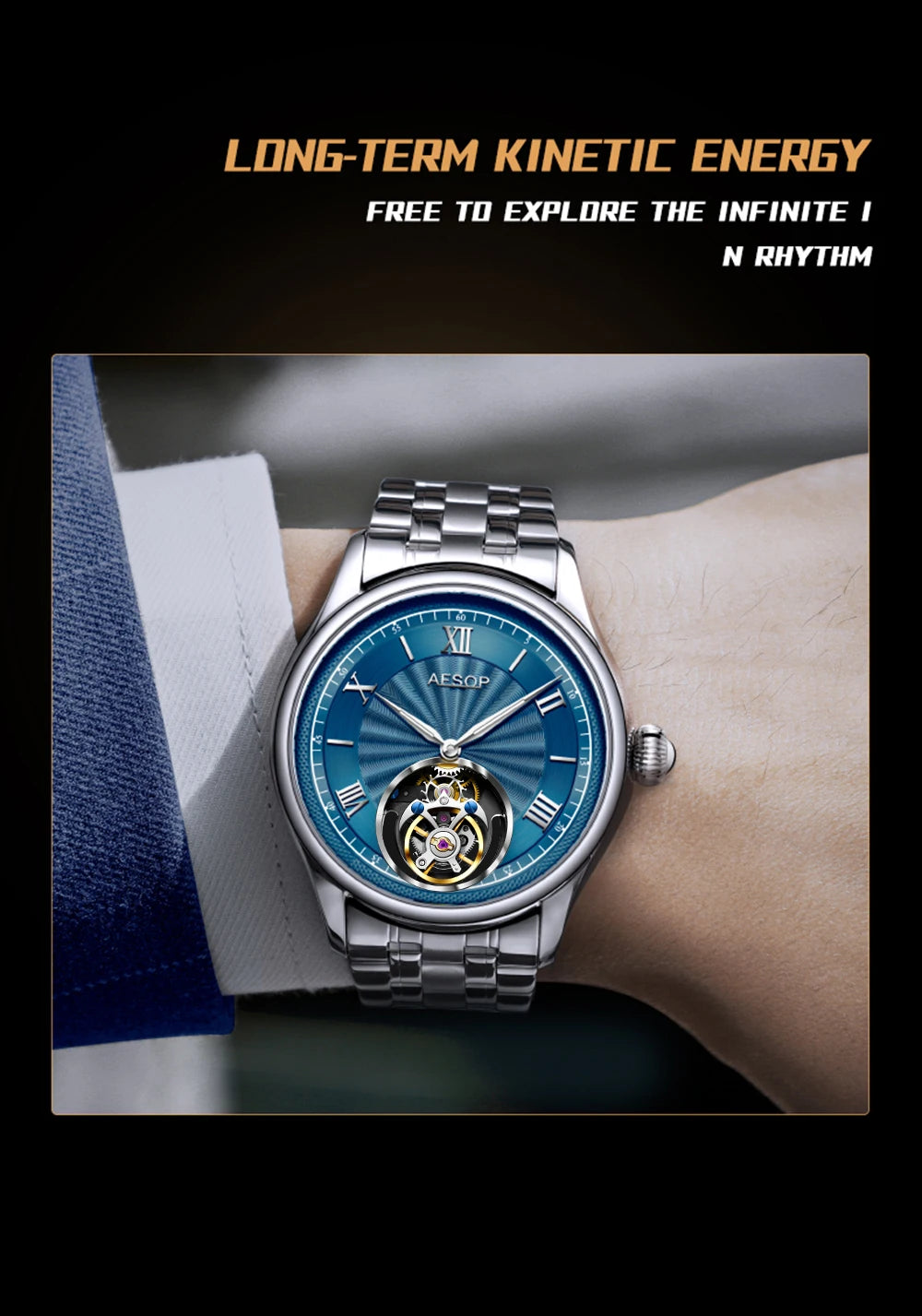 AESOP Official Watch Store Flying Tourbillon Movement Mechanical Wristwatches Skeleton Watches for Menes Luxury Waterproof 2025A