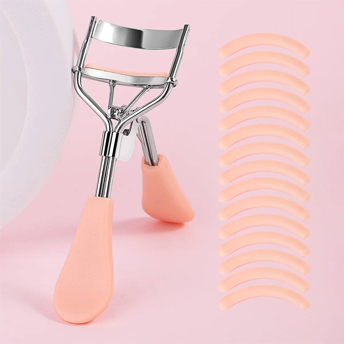 Portable Eyelash Curler with 15 Silicone Pads and Stainless Steel Eyelash Curler, Used for Eyelash Extension and Curling Tools RELUX.STORE