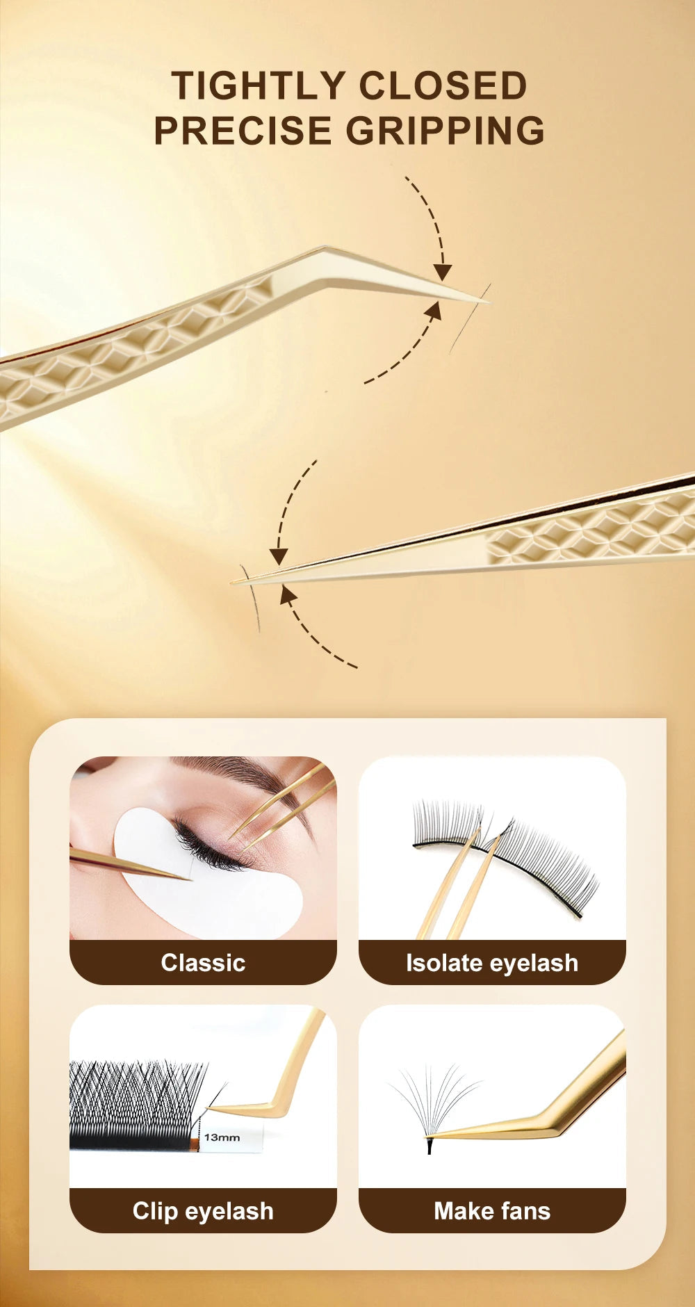 Lashtalk Precision Fiber Tip Tweezer Eyelash Extensions Diamond Grip Anti-Slip Premium Gold Stainless Steel Makeup From Nagaraku RELUX.STORE