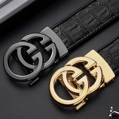 High Quality Genuine Leather Belt For Men's Luxury Automatic Metal Alloy Buckle Men's Waist Belt RELUX.STORE