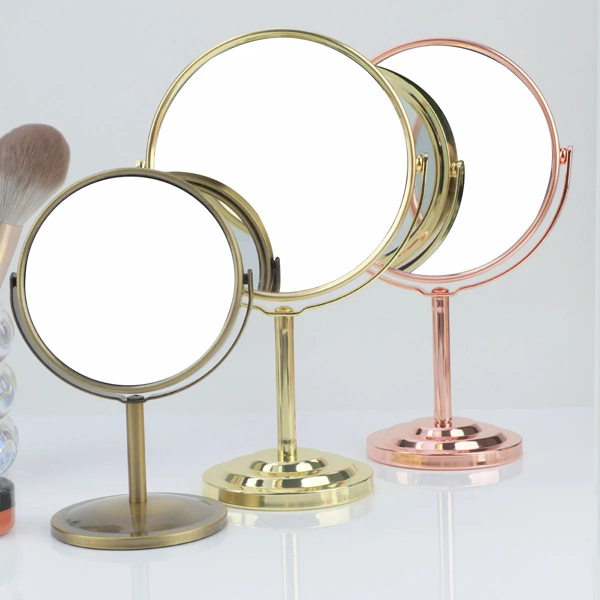 3/4/5in Double-Side Makeup Mirror With 2X Magnification Clear Reflection And Easy To Carry Desktop Vanity Mirror With Stand