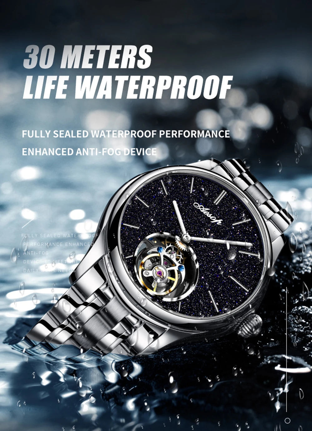 AESOP Mens Luxury Real Flying Tourbillon Mechanical Sapphire Waterproof Watch Skeleton Watches for Men Wristwatches Male 2025 A