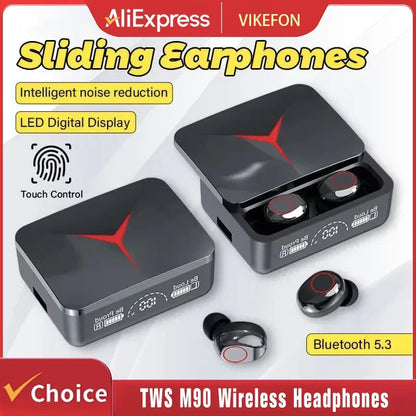 VIKEFON M90 TWS Bluetooth 5.3 Earphones Wireless Headphones Touch Control Gaming Headsets HIFI Stereo Sound Reduction With Mic RELUX.STORE