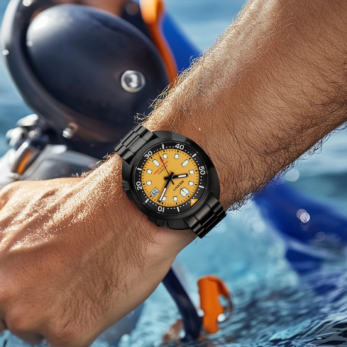 BERNY 20ATM Diver Watch For Men Mechanical Black Dial Original Design Top Automatic Sapphire Luxury Diving Luminous Men Watch