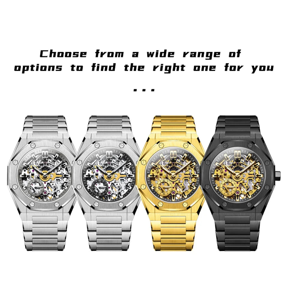 OLEVS Men's Watch Top Brand Luxury Hollowing Automatic Mechanical Watch Waterproof Luminous Watch for Men Gift Clock