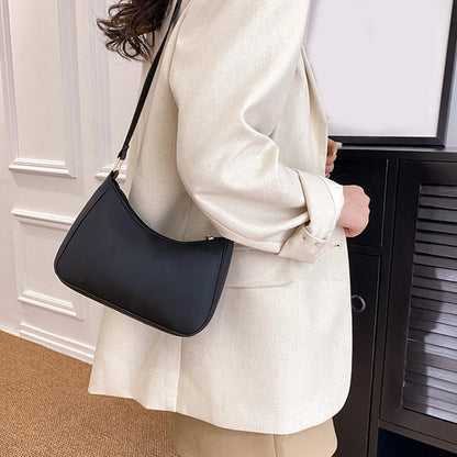 Retro Solid Color PU Leather Shoulder Underarm Bag Women's Fashion Handbags Hobos Purses and Handbag Ladies Crossbody Bags