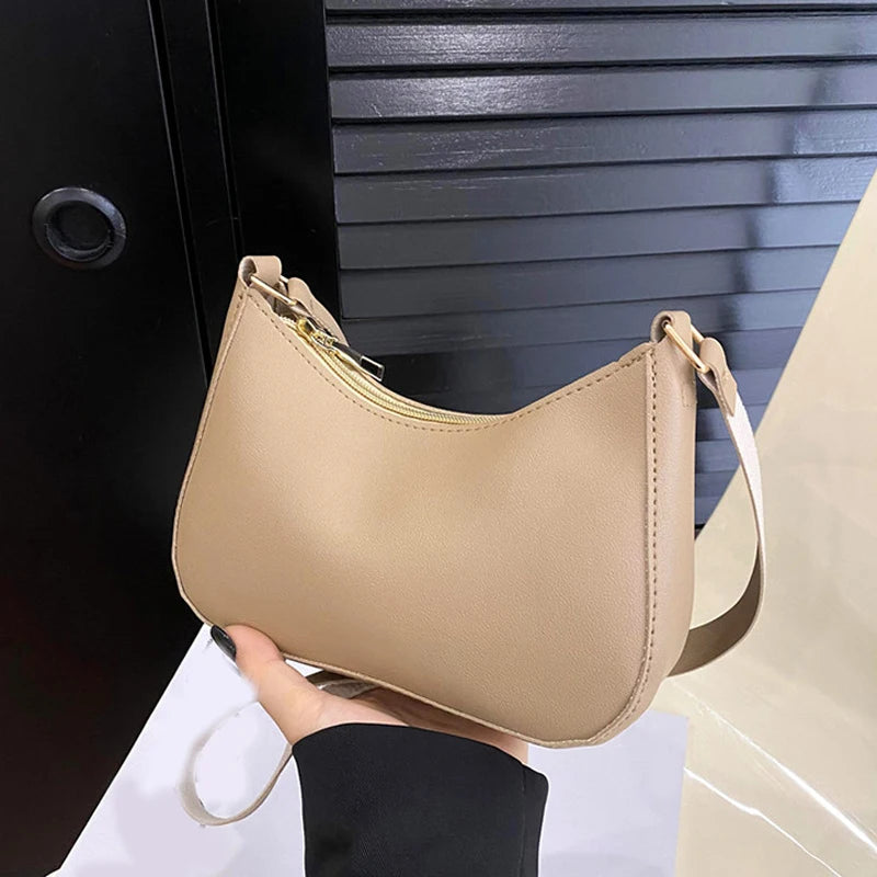 Retro Solid Color PU Leather Shoulder Underarm Bag Women's Fashion Handbags Hobos Purses and Handbag Ladies Crossbody Bags