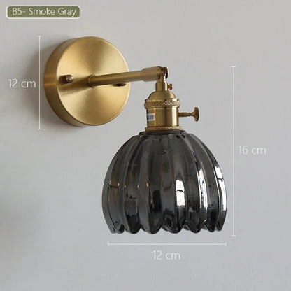 Modern Japanese Retro Floral Glass Wall Lamp Modern Simple Bedside Lamp For Bedroom Study Led Mirror Light Nordic Wall Sconce