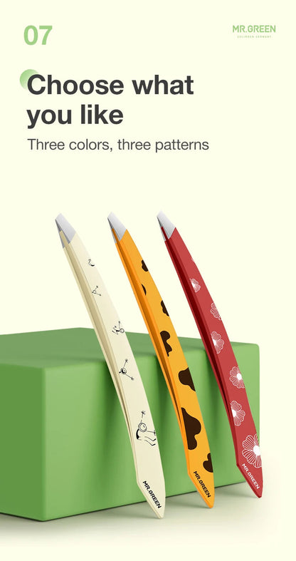 MR.GREEN Curve Handle Eyebrows Tweezers Professional Fine Hairs Puller Makeup Tools Stainless Steel Beauty Clips Removal RELUX.STORE