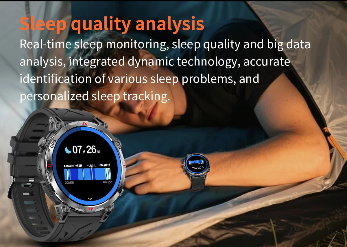 2025 New Military AMOLED HD SmartWatch 650Mah Battery GPS Compass 5ATM Waterproof Tactics 100+ Sport BT call Smart Watch For Men