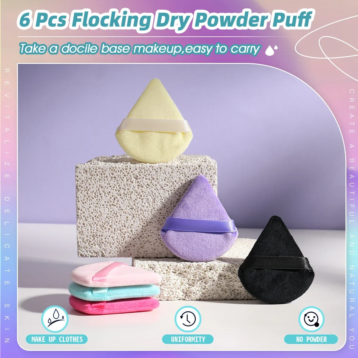 10/20Pcs Triangle Velvet Powder Puff Pizza Flours Mini Face Makeup Sponge Cosmetics Washable Lightweight Makeup Tool RELUX.STORE