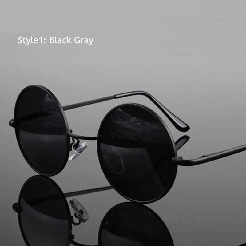 Retro Vintage Round Polarized Sunglasses Men Brand Designer Sun Glasses Women Alloy Metal Frame Black Lens Eyewear Driving UV400 RELUX.STORE