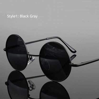 Retro Vintage Round Polarized Sunglasses Men Brand Designer Sun Glasses Women Alloy Metal Frame Black Lens Eyewear Driving UV400 RELUX.STORE