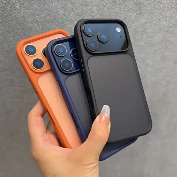 Luxury Orange Shield Matte Transparent Phone Case For iPhone 17 Pro Max 17 Pro 17 New Metal Buttons Skin Feel Shockproof Cover RELUX.STORE