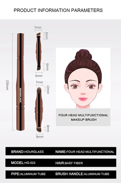 Hourglass Makeup Brush- No.25 Four-Head Multifunctional Brush Concealer Eyeshadow Eyebrow Brush Eyeliner Brush Makeup Brush RELUX.STORE