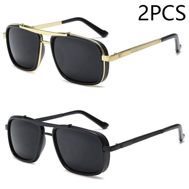 New Sunglasses Punk Sunglasses New Men's Square Uv400 Twin-beam Aviator Sunglasses RELUX.STORE