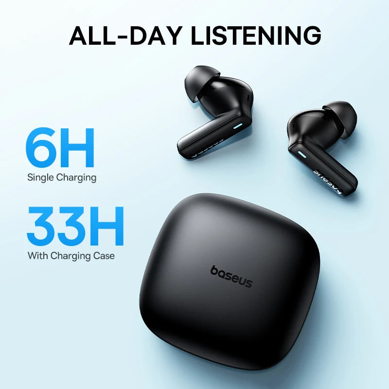 Baseus Bowie E19 Wireless Earphones Bluetooth 5.3 Big Bass 12mm Drivers IPX5 Waterproof Earbuds 33Hrs Battery Life Headphones RELUX.STORE