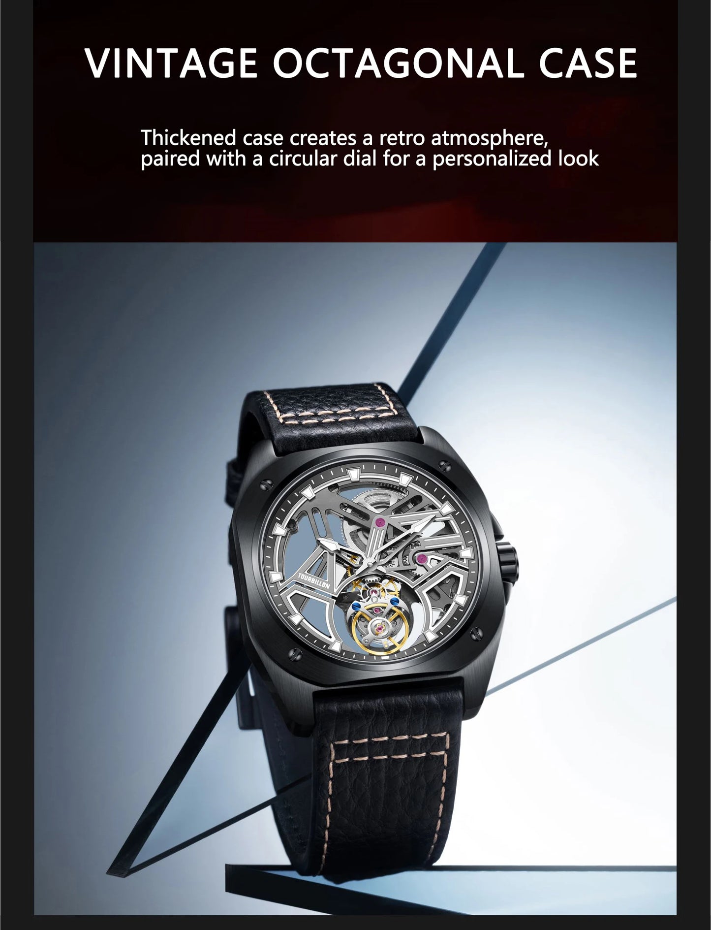 AESOP Tourbillon Watches For Men Mechanical Fashion Watch Waterproof Skeleton Tourbillon Movement Sapphire Mirror Official Store