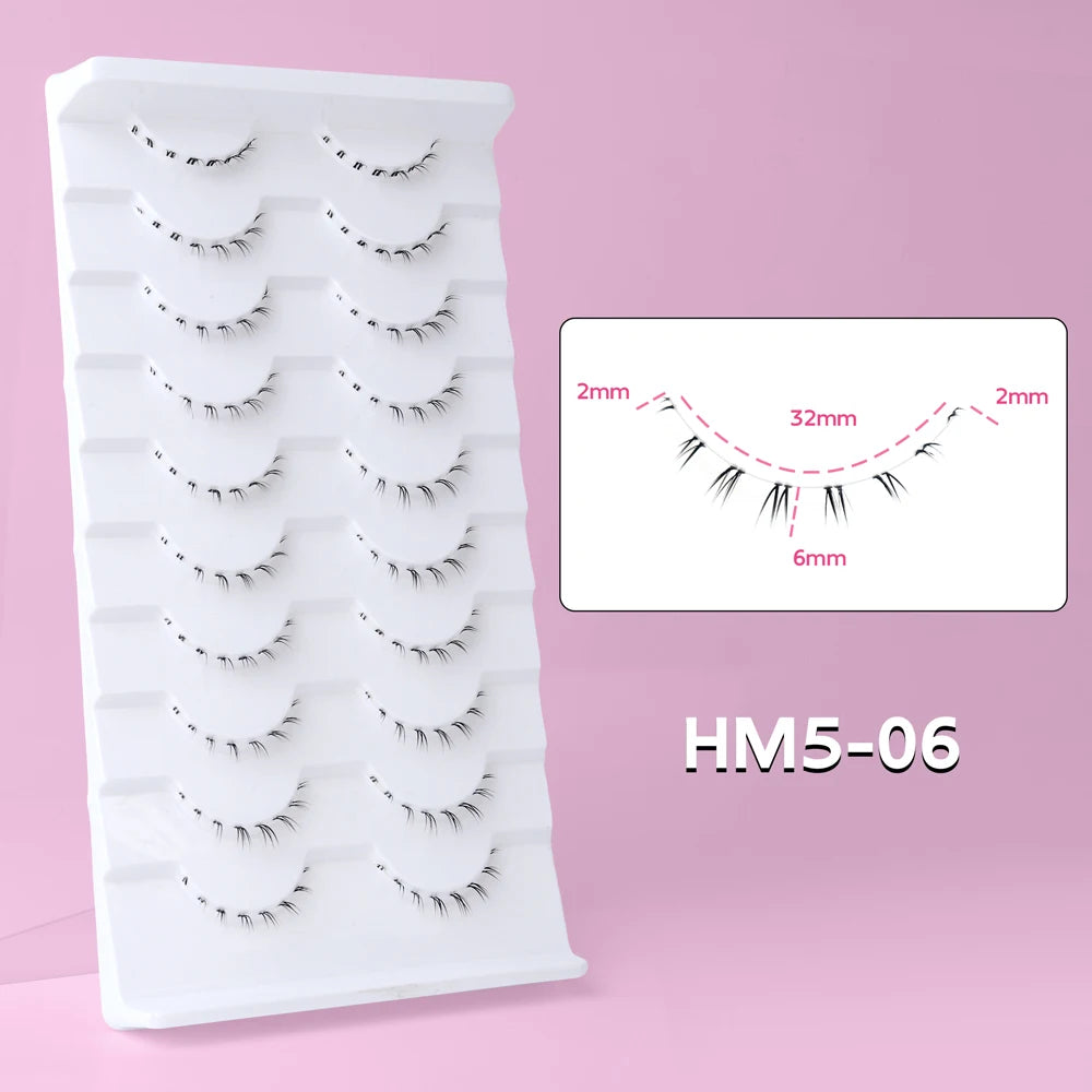 10Pairs Bottom Eyelashes Manga Lower Lashes Clear Band Wispy Small Flame Under Eye Lashes Korean Makeup Cosplay Tools RELUX.STORE