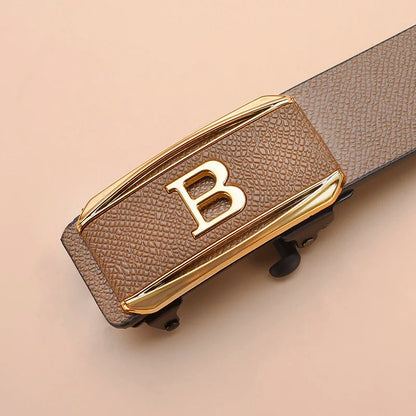 The new buckle toothless automatic buckle belt men's casual style business all-match waist belt personality youth trendy pants RELUX.STORE