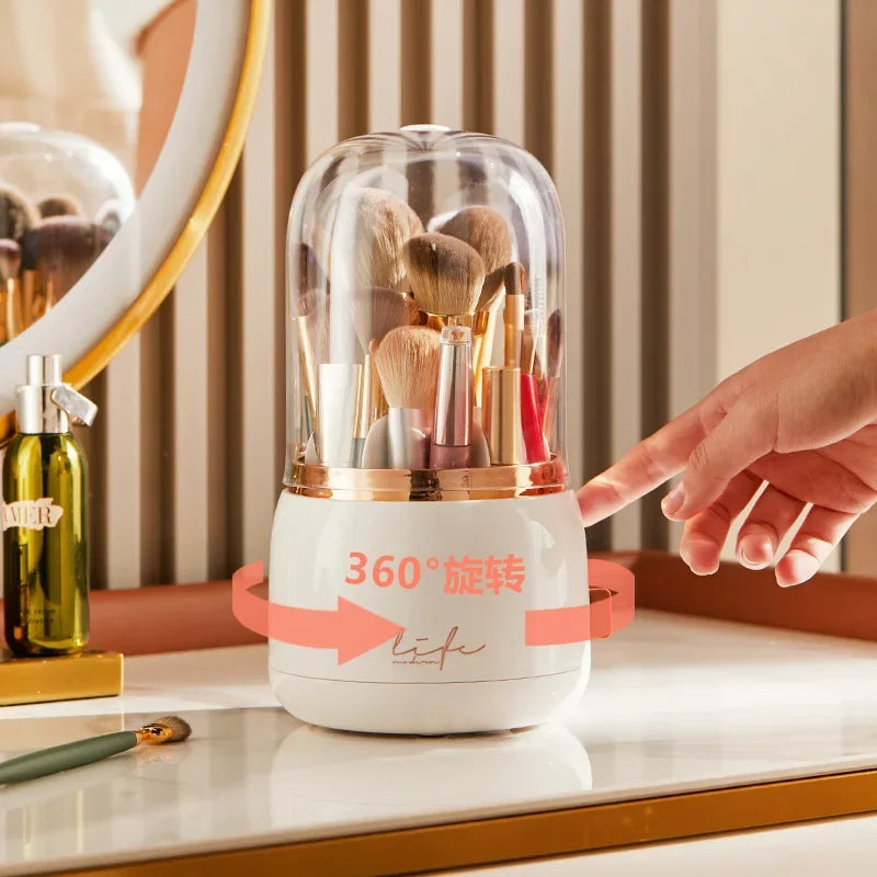 360° Rotating Makeup Organizer Brush Holder Cosmetic Storage Box Pen Case Lipstick Organizer - Clear Plastic Makeup Storage RELUX.STORE