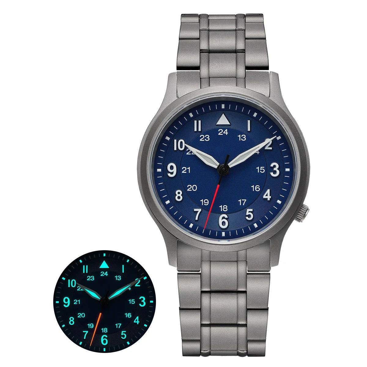 BERNY Titanium Watches for Men Classic Mens Field Pilot Watch Easy Read Outdoor Quartz Wristwatch Super Luminous Sapphire 5ATM