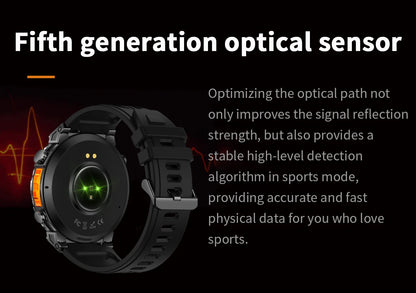 2025 New Military AMOLED HD SmartWatch 650Mah Battery GPS Compass 5ATM Waterproof Tactics 100+ Sport BT call Smart Watch For Men