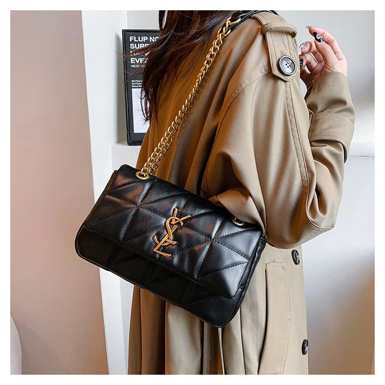 New Xiaoxiangfeng diamond grid chain bag, stylish and versatile, large capacity diagonal span small square bag RELUX.STORE