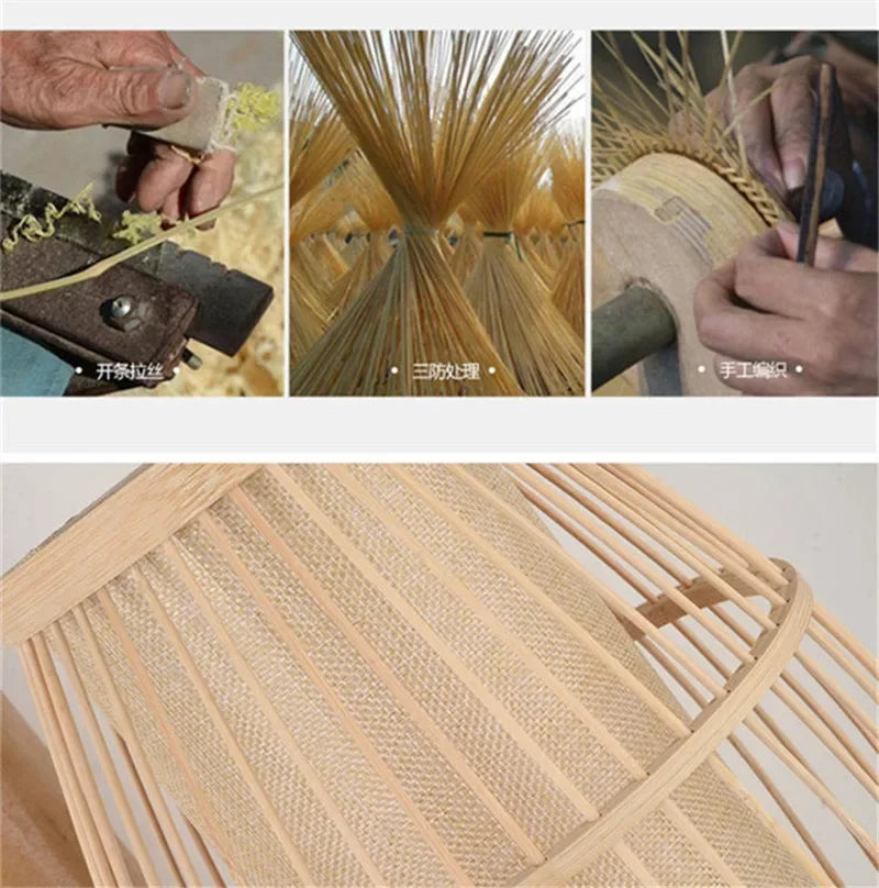SAMAN Modern Bamboo Art Wall Lamp Bamboo Weaving Creative Living Room Restaurant Bedroom StudyTea Homestay LED Retro Wall Light
