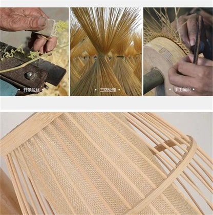SAMAN Modern Bamboo Art Wall Lamp Bamboo Weaving Creative Living Room Restaurant Bedroom StudyTea Homestay LED Retro Wall Light