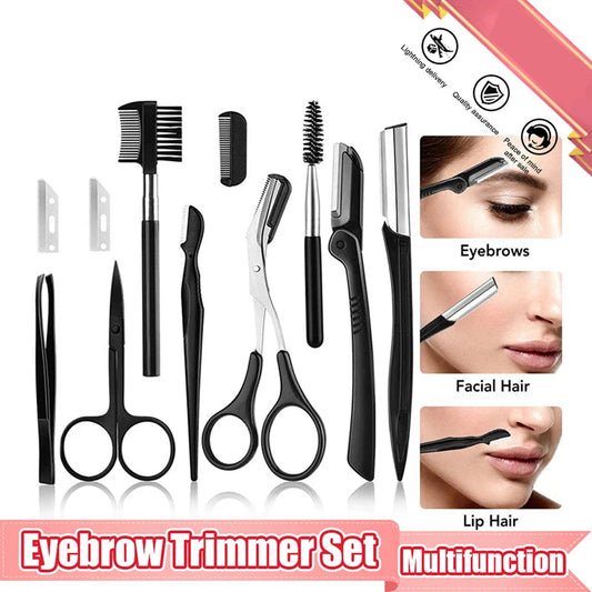 3-11PCS Eyebrow Trimmer Set Scissors Tweezers Eyebrow Razor Scraping Eyebrow Comb Razor Eyebrow Clip Makeup Tools Sets RELUX.STORE