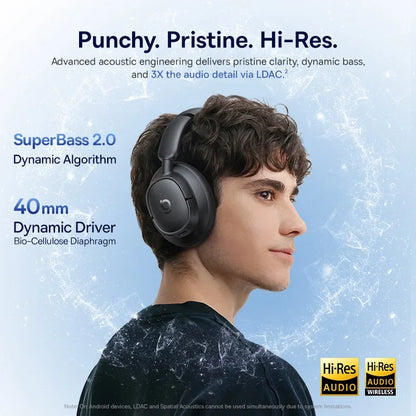 Baseus EH10 NC ANC Wireless Headphones 45dB Adaptive Hybrid Noise Cancelling Headsets Hi-Res LDAC Headphone Bluetooth 6.0 80Hrs