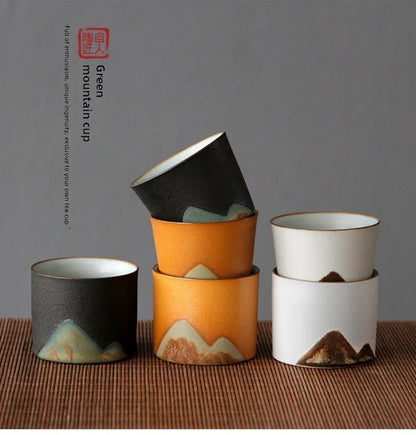 Handmade Ceramic Coffee Mug with Wooden Handle - Retro Tea Cup, Office Water Cup Filter Design, Unique Birthday Gift