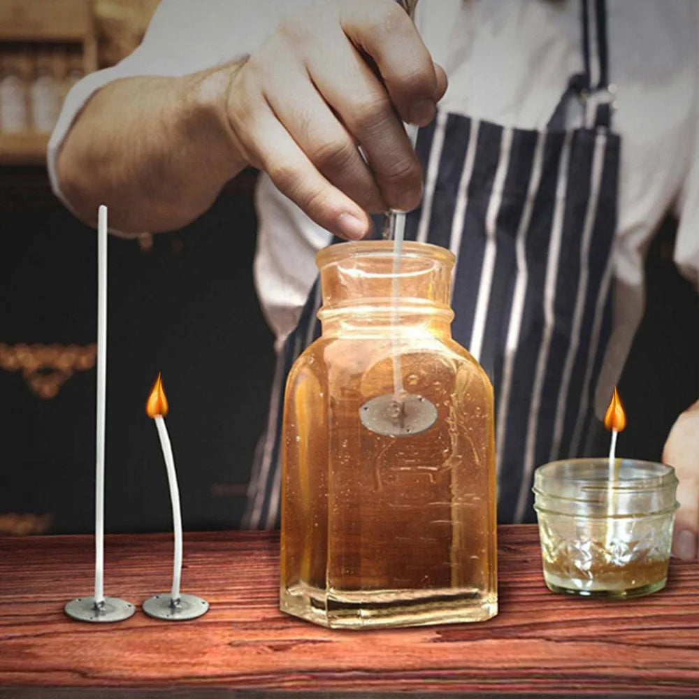 100pcs/bag Pre-Waxed Smokeless Candle Wicks with Holder DIY Cotton Thread Wicks Soy Wax Beewax Candle Wicks Making Accessories