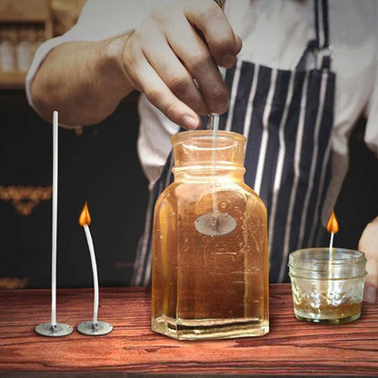 100pcs/bag Pre-Waxed Smokeless Candle Wicks with Holder DIY Cotton Thread Wicks Soy Wax Beewax Candle Wicks Making Accessories