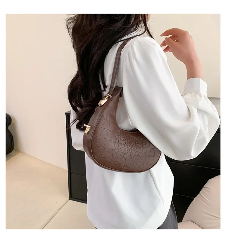 Fashion Luxury Design PU Leather Shoulder Bag Women Small Clutch Handbag Purse Female Underarm Bag Travel Totes shoulder bag RELUX.STORE