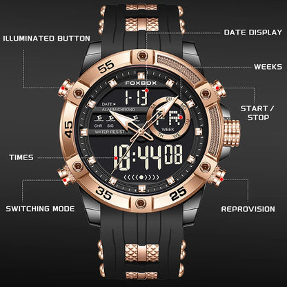 New Original FOXOBOX Brand Luxury Men Watch Military Analog Digital Watches For Men Fashion Sport Waterproof Quartz Chronograph