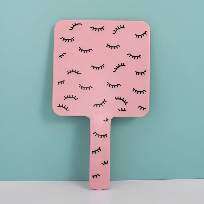 Eyelash Extension Handheld Makeup Mirror Square Vanity Mirror with Plastic Handle Hand High Definition Mirror Beauty Accessories RELUX.STORE