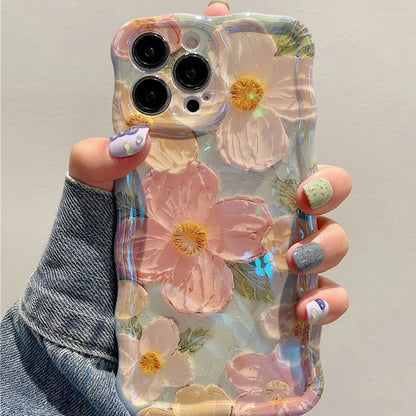 Retro Oil Painting Phone Case For iPhone 13 14 15 16 ProMax 12 11 Luxury Flower Print Shockproof Silicone Cover Artistic Decor RELUX.STORE