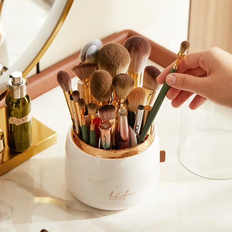360° Rotating Makeup Organizer Brush Holder Cosmetic Storage Box Pen Case Lipstick Organizer - Clear Plastic Makeup Storage RELUX.STORE