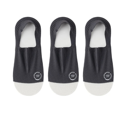 3Pairs Men's Invisible Socks Thin Breathable Comfortable High Quality Waffle Pattern Boat Sock Sweat-absorbing Casual Mesh Sox