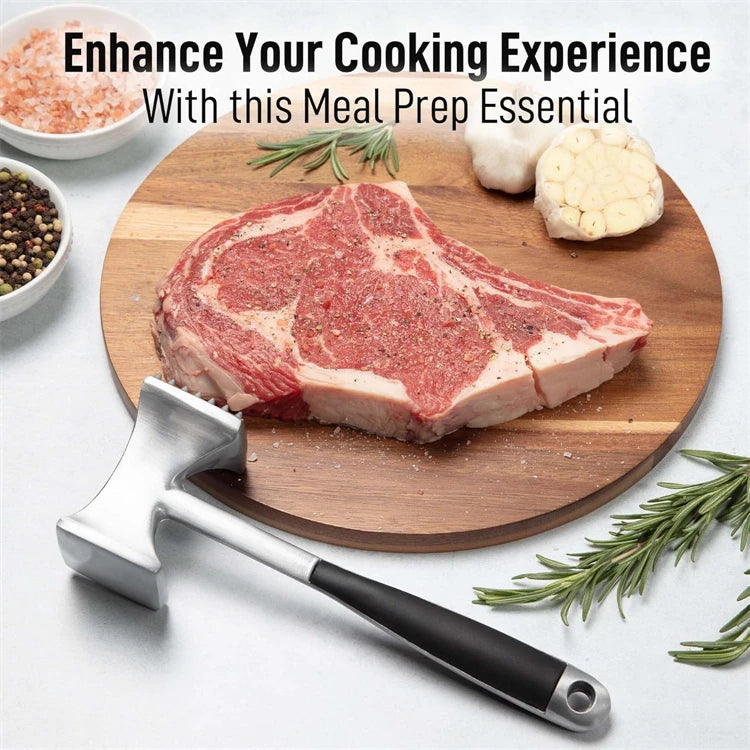 LMETJMA Meat Tenderizer Hammer with Comfortable-Grip Handle Zinc Alloy Meat Hammer Tenderizer Kitchen Meat Mallet Pounder JT329