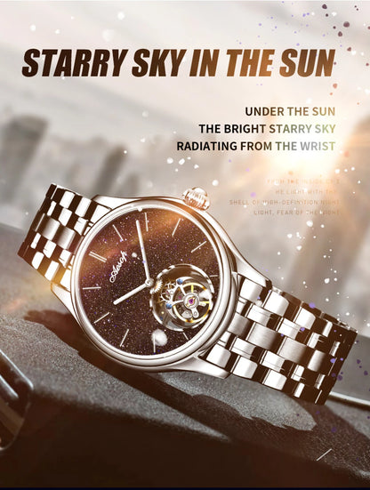 AESOP Mens Luxury Real Flying Tourbillon Mechanical Sapphire Waterproof Watch Skeleton Watches for Men Wristwatches Male 2025 A