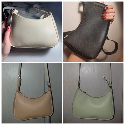 Retro Solid Color PU Leather Shoulder Underarm Bag Women's Fashion Handbags Hobos Purses and Handbag Ladies Crossbody Bags