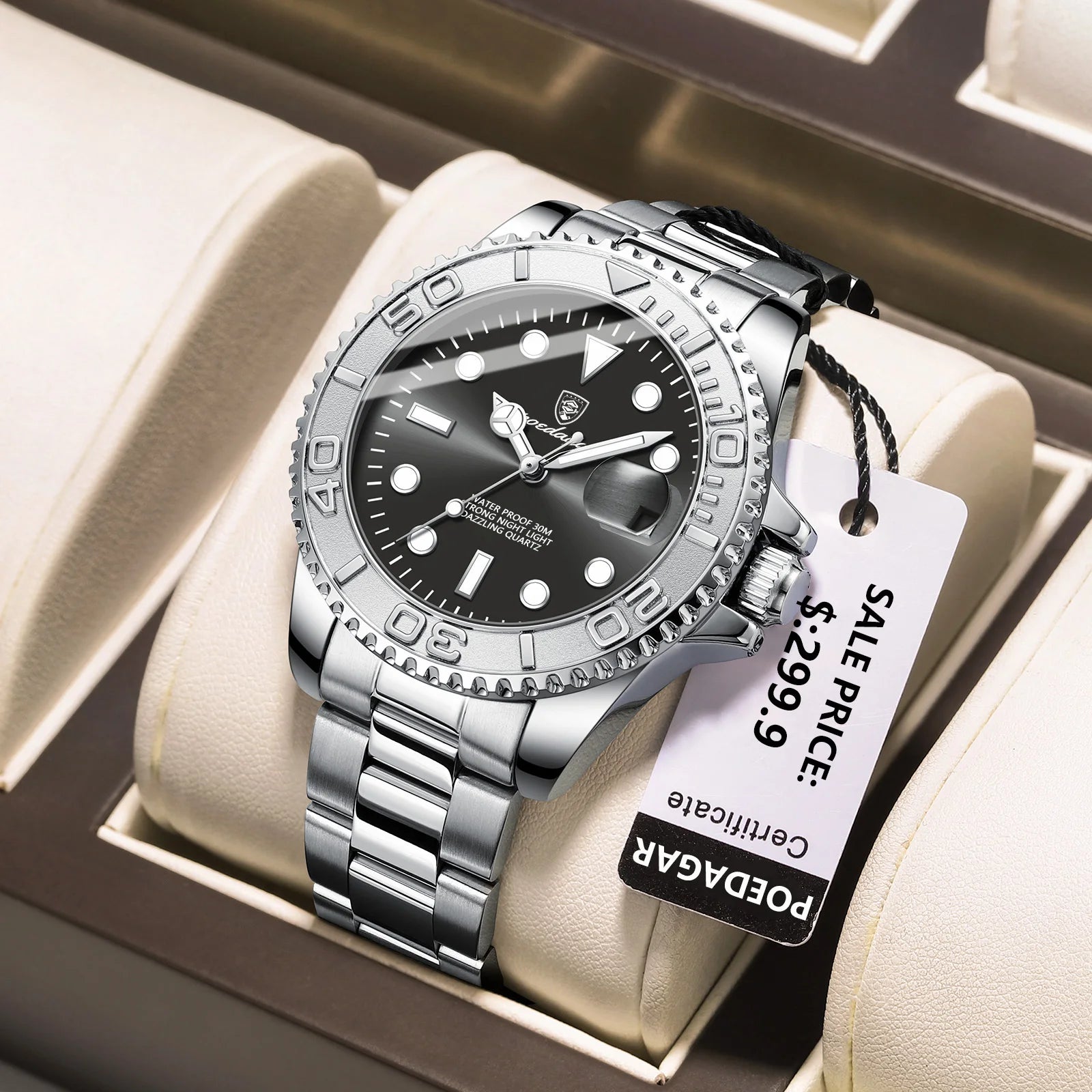 POEDAGAR Luxury Men Watch Business Quartz Man Clock Sports Waterproof Luminous Date Stainless Steel Men's Watches Male Reloj+box RELUX.STORE