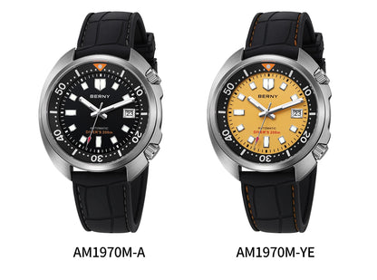 BERNY Automatic Diver Watch for Men Super Luminous Wristwatch Sapphire Sport Mechanical 20ATM 1970 Compressor Diving Men Watches